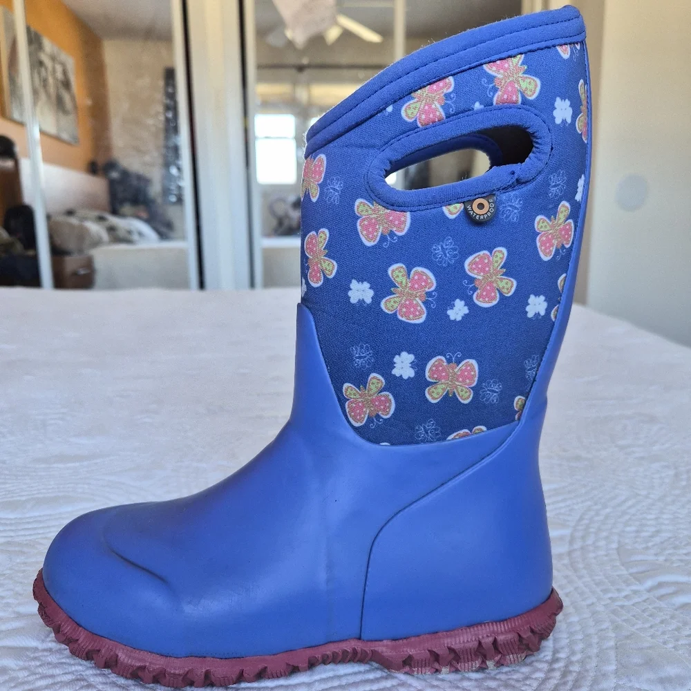 VGUC Bogs Durham Butterfly Kids Winter Waterproof Boots - Size 2